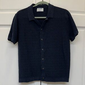 Old Navy Textured Knit Short Sleeve Polo Cardigan Medium